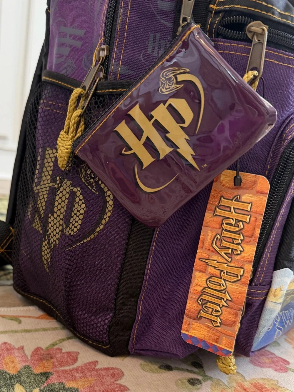 New Vintage 2001 Harry Potter Book bag Backpack and Zip Coin Wallet New with Tag